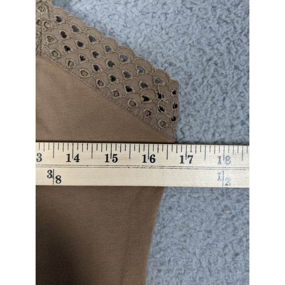 Style & Co Camisole Tank Top Womens M Brown Cotton Stretch Crochet Trim Y2K - Picture 3 of 7